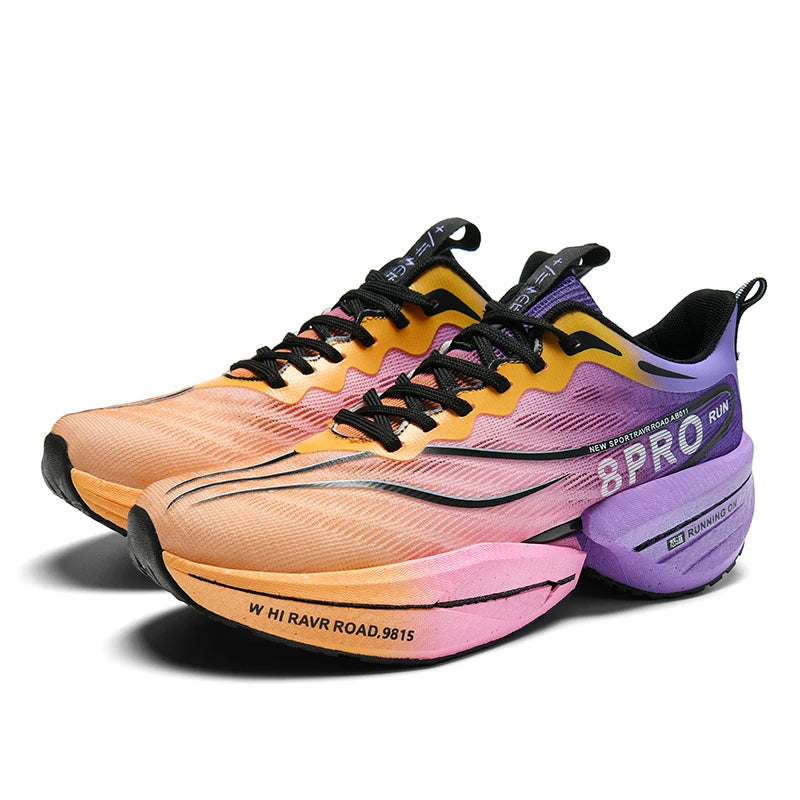 New Men's Carbon Plate Sneakers Outdoor Soft Sole Mesh Sports Shoes Running Shoes Light Anti-Slip Casual Couple Tennis Shoes