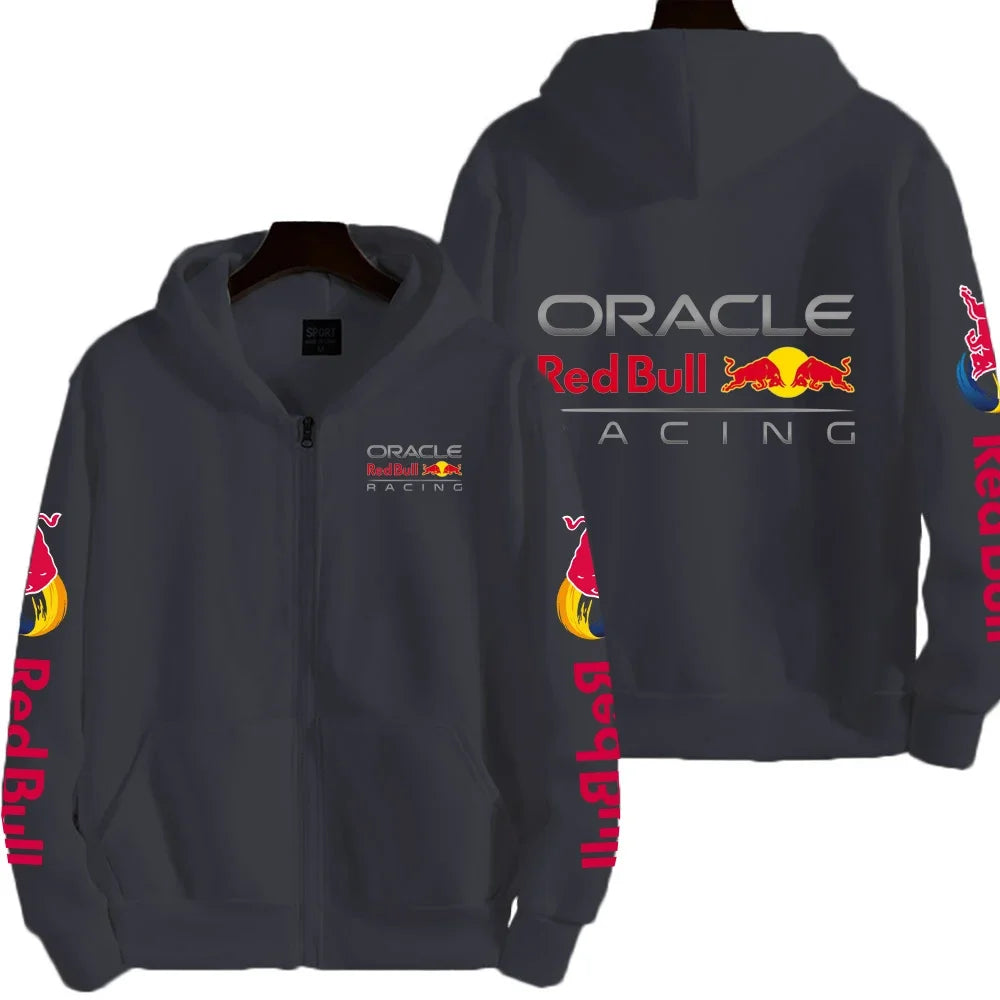 Luxury Brand Red Bull Couple Zipper Hooded Sweatshirt Men's Autumn and Winter Jacket Hoodie Outdoor Racing Extreme Sportswear