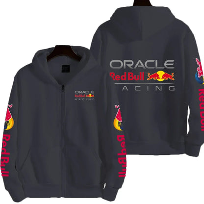 Luxury Brand Red Bull Couple Zipper Hooded Sweatshirt Men's Autumn and Winter Jacket Hoodie Outdoor Racing Extreme Sportswear