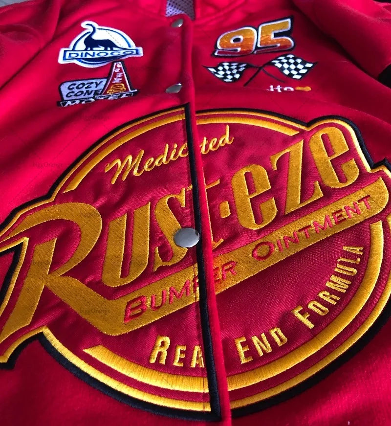 American New Fashion Letter Embroidery Oversized Red Spliced jacket Men Harajuku Y2K Casual Loose Button Baseball Uniform