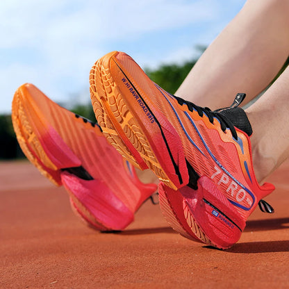 New Men's Carbon Plate Sneakers Outdoor Soft Sole Mesh Sports Shoes Running Shoes Light Anti-Slip Casual Couple Tennis Shoes