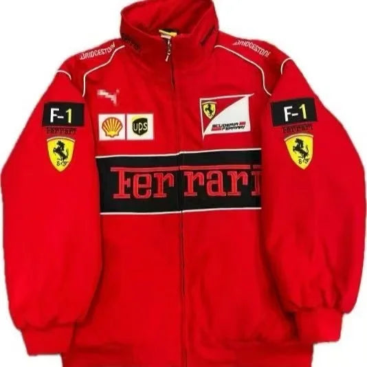 Embroidered Racing Jacket Ferrari F1 Ferrari Racing Jacket Motorcycle jacket for Men and Women Universal For Ferrari 488 GTE EVO