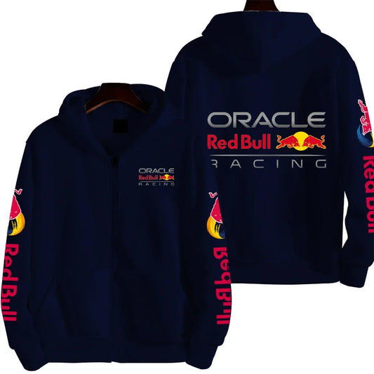 Luxury Brand Red Bull Couple Zipper Hooded Sweatshirt Men's Autumn and Winter Jacket Hoodie Outdoor Racing Extreme Sportswear